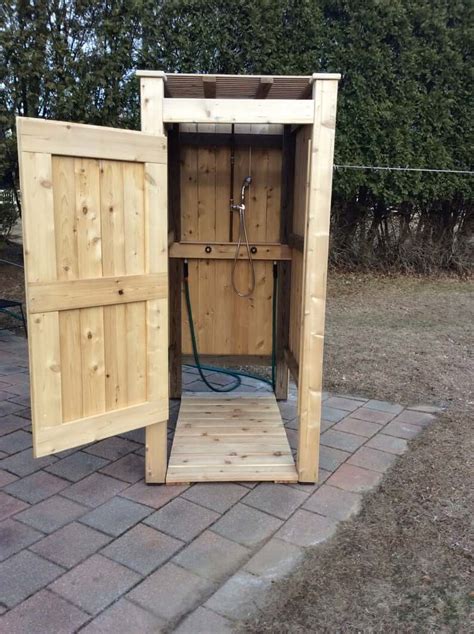 diy wooden outdoor shower